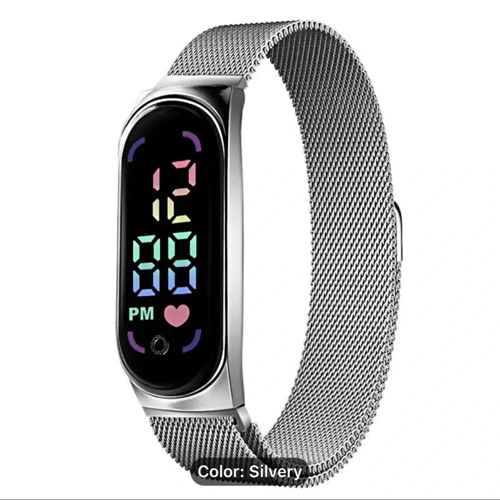 NWT - Digital Watch Metal Band Adjustable Breathable Lightweight Sport Wristband